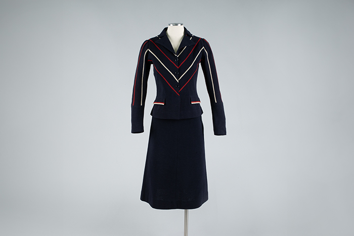 Image of Navy blue knit suit, attributed to Chanel, ca. 1935